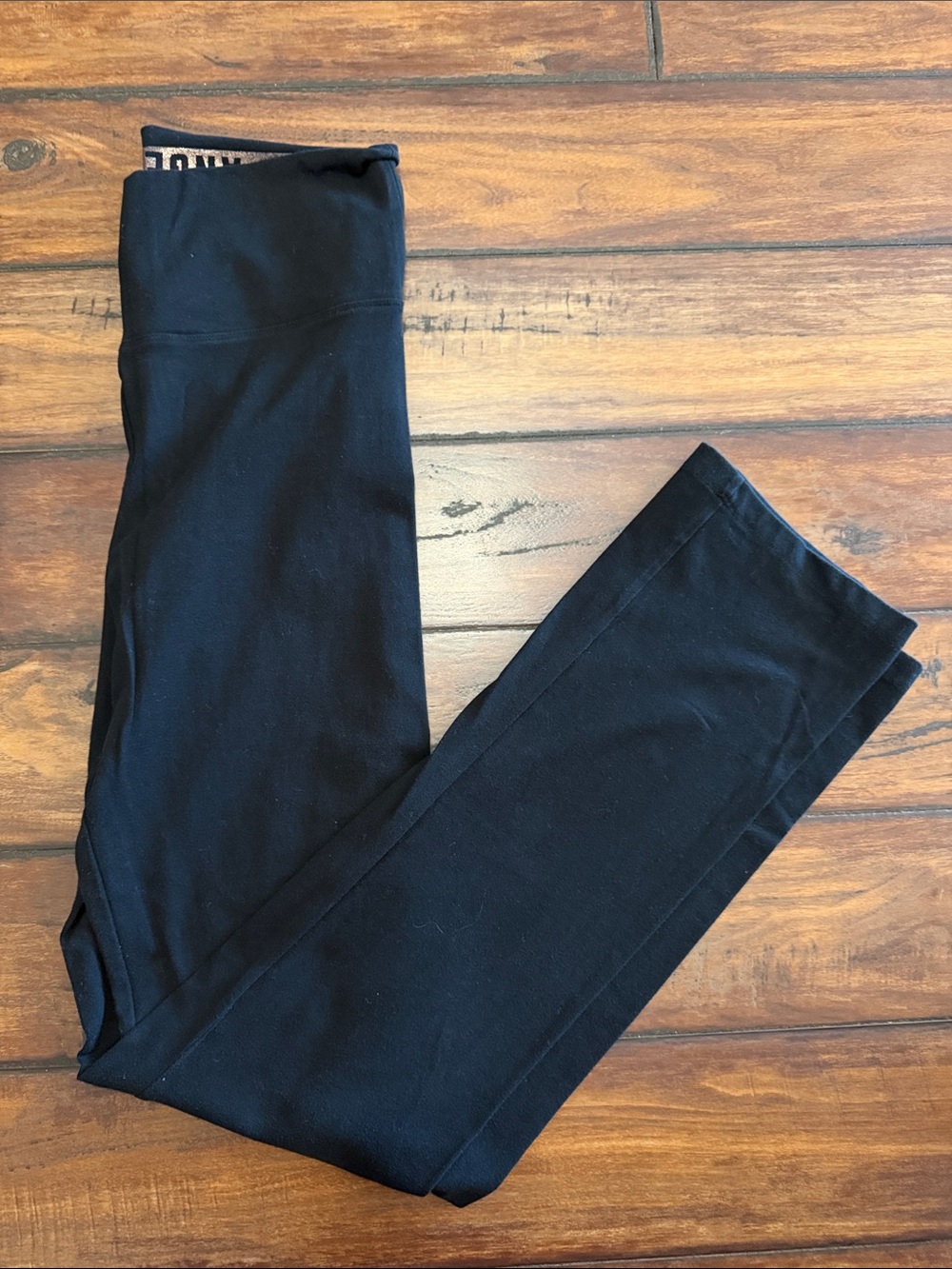 Victoria's Secret Black Straight Leg Leggings With Foldover Waistband
